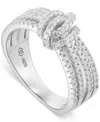 Macy's Diamond Multirow Love Knot Ring (1/2 Ct. T.w.) In Sterling Silver In Sterling Silver
