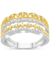 MACY'S DIAMOND MULTIROW STATEMENT RING (1/3 CT. T.W.) IN STERLING SILVER & GOLD-PLATE