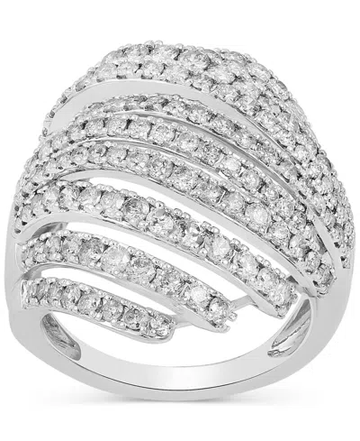 Macy's Diamond Multirow Statement Ring (2 Ct. T.w.) In 10k White Gold