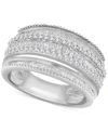 Macy's Diamond Multirow Statement Ring (3/4 Ct. T.w.) In Sterling Silver In Sterling Silver