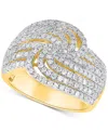 Macy's Diamond Multirow Swirl Statement Ring (1 Ct. T.w.) In Sterling Silver In Gold
