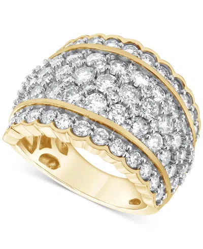 Macy's Diamond Multirow Wide Scallop Edge Statement Ring (3 Ct. T.w.) In 14k Gold In Yellow Gold