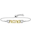 Macy's Diamond Nana Heart Bolo Bracelet (1/6 Ct. T.w.) In Sterling Silver Or Sterling Silver & 14k Gold-pla In Sterling Silver  Gold-plate