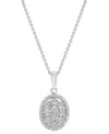 Macy's Diamond Octagon Halo Cluster 18" Pendant Necklace (1/10 Ct. T.w.) In Sterling Silver,  Exclusi In Metallic