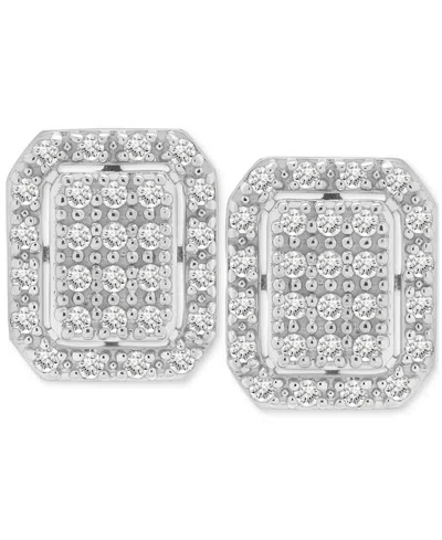 Macy's Diamond Octagon Halo Cluster Earrings (1/3 Ct. T.w.) In Sterling Silver,  Exclusive
