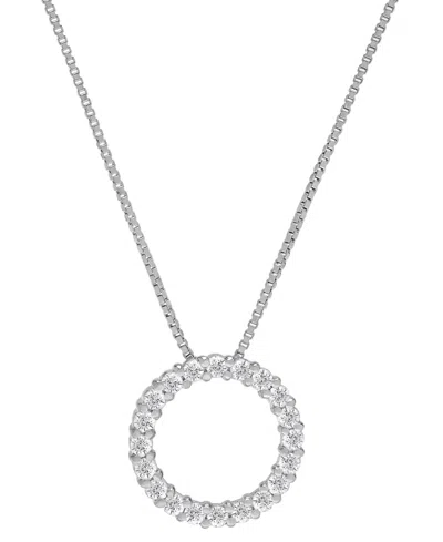 Macy's Diamond Open Circle 18" Pendant Necklace (1/2 Ct. T.w.) In Sterling Silver