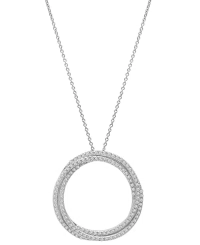 Macy's Diamond Open Circle Pendant Necklace (1/2 Ct. T.w.) In Sterling Silver, 18" + 2" Extender, Exclusive
