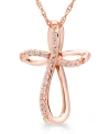 Macy's Diamond Open Cross Pendant Necklace (1/20 Ct. T.w.) In 14k Yellow, White Or Rose Gold In Rose Gold