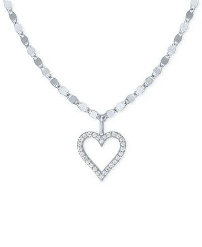 Macy's Diamond Open Heart 18" Pendant Necklace (1/10 Ct. T.w.) In Sterling Silver