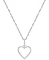 Macy's Diamond Open Heart 18" Pendant Necklace (1/4 Ct. T.w.) In Sterling Silver In Sterling Silver