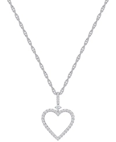 Macy's Diamond Open Heart 18" Pendant Necklace (1/4 Ct. T.w.) In Sterling Silver