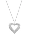 Macy's Diamond Open Heart 18" Pendant Necklace (1/4 Ct. T.w.) In Sterling Silver, Created For  In Sterling Silver
