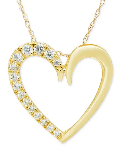 Macy's Diamond Open Heart 18" Pendant Necklace (1/5 Ct. T.w.) In 14k Gold In Yellow Gold