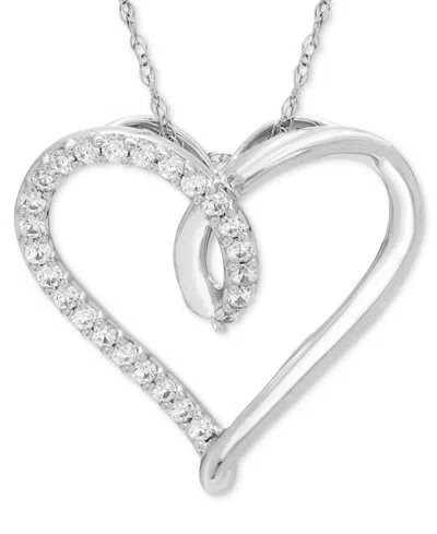 Macy's Diamond Open Heart 18" Pendant Necklace (1/5 Ct. T.w.) In 14k White Gold