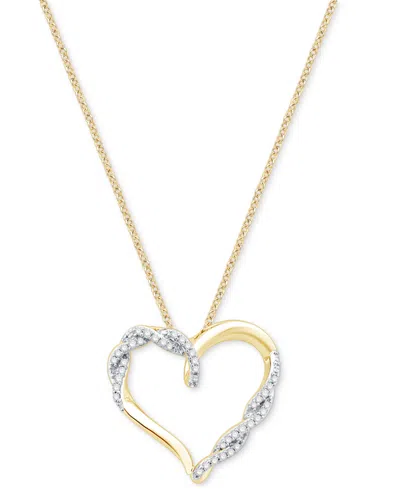 Macy's Diamond Open Heart 18" Pendant Necklace (1/6 Ct. T.w.) In 10k Gold In Yellow Gold
