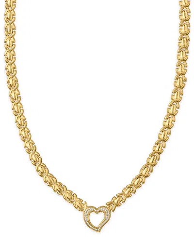 Macy's Diamond Open Heart Necklace (1/3 Ct. T.w.) In 14k Gold Over Sterling Silver