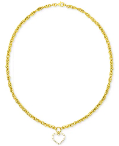 Macy's Diamond Open Heart Necklace (1/4 Ct. T.w.) In 14k Gold-plated Sterling Silver