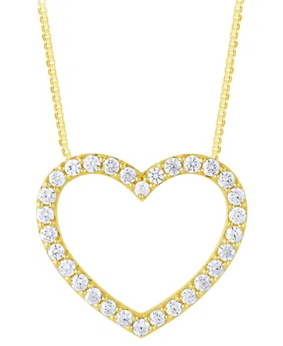 Macy's Diamond Open Heart Pendant Necklace (1 Ct. T.w.) In 14k Gold, 16" + 2" Extender In Yellow Gold