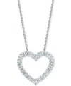 Macy's Diamond Open Heart Pendant Necklace (1 Ct. T.w.) In 14k White Gold, 16" + 2" Extender In White Gold