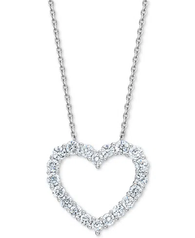 Macy's Diamond Open Heart Pendant Necklace (1 Ct. T.w.) In 14k White Gold, 16" + 2" Extender