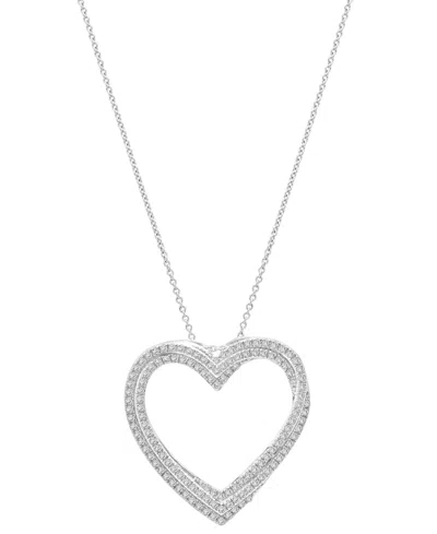 Macy's Diamond Open Heart Pendant Necklace (1/2 Ct. T.w.) In Sterling Silver, 18" + 2" Extender, Created Fo