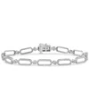 Macy's Diamond Open Link Bracelet (1 Ct. T.w.) In Sterling Silver In Sterling Silver