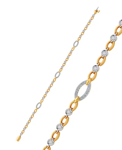 Macy's Diamond Open Link Bracelet (1/2 Ct. T.w.) In Sterling Silver & 14k Gold-plate