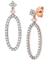 Macy's Diamond Open Oval Hoop Drop Earrings (5/8 Ct. T.w.) In 14k Rose Gold In Rose Gold