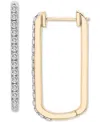 Macy's Diamond Open Rectangle Small Hoop Earrings (1/2 Ct. T.w.) In 14k Yellow Or White Gold, Created For M In Yellow Gold