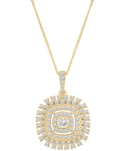 Macy's Diamond Openwork Cluster 18" Pendant Necklace (1 Ct. T.w.) In 10k Gold, Exclusively At