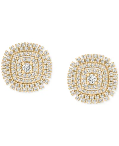 Macy's Diamond Openwork Cluster Stud Earrings (1 Ct. T.w.) In 10k Gold, Exclusively At