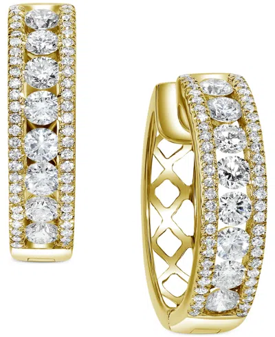 Macy's Diamond Openwork Hoop Earrings (1/2 Ct. T.w.) In 14k Gold In Yellow Gold