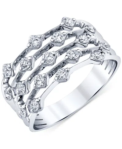 Macy's Diamond Openwork Multirow Statement Ring (1/2 Ct. T.w.) In 14k White Gold