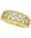 Macy's Diamond Openwork Triple Row Ring (1/2 Ct. T.w.) In 14k Gold In Yellow Gold