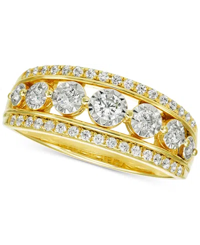 Macy's Diamond Openwork Triple Row Ring (1/2 Ct. T.w.) In 14k Gold In Yellow Gold