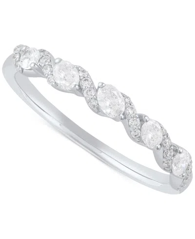 Macy's Diamond Oval & Round Twist Band (1/3 Ct. T.w.) In 14k White Gold