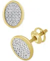 Macy's Diamond Oval Bezel Cluster Stud Earrings (1/5 Ct. T.w.) In 14k Gold