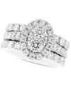Macy's Diamond Oval Cluster 3-pc Bridal Set (3 Ct. T.w.) In 14k White Gold In White Gold