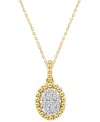 Macy's Diamond Oval Cluster Bead Frame Pendant Necklace (1/10 Ct. T.w.) In 14k Gold, 16" + 2" Extender