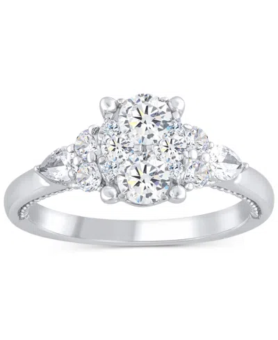Macy's Diamond Oval Cluster Engagement Ring (1 Ct. T.w.) In 14k White Gold