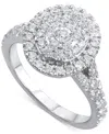 Macy's Diamond Oval Cluster Engagement Ring (1 Ct. T.w.) In 14k White Gold