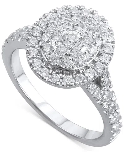 Macy's Diamond Oval Cluster Engagement Ring (1 Ct. T.w.) In 14k White Gold