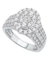 Macy's Diamond Oval Cluster Engagement Ring (2 Ct. T.w.) In 14k White Gold In Metallic