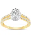 Macy's Diamond Oval Cluster Two Row Engagement Ring (1 Ct. T.w.) In 14k Two-tone Gold In Two Tone