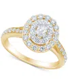 Macy's Diamond Oval Double Halo Engagement Ring (1 Ct. T.w.) In 14k Two-tone Gold
