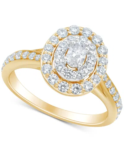 Macy's Diamond Oval Double Halo Engagement Ring (1 Ct. T.w.) In 14k Two-tone Gold