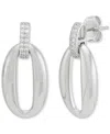 Macy's Diamond Oval Drop Earrings (1/10 Ct. T.w.) In Sterling Silver In Sterling Silver