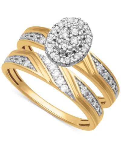 Macy's Diamond Oval Halo Cluster Bridal Set (1/3 Ct. T.w.) In 14k Gold In Yellow Gold
