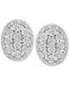 Macy's Diamond Oval Halo Cluster Earrings (1/10 Ct. T.w.) In Sterling Silver,  Exclusive In Metallic