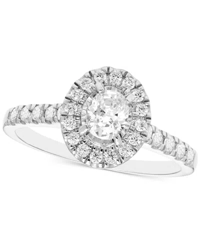 Macy's Diamond Oval Halo Engagement Ring (5/8 Ct. T.w.) In 14k White Gold